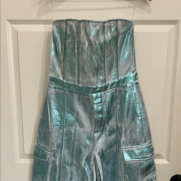 NWT Strapless Metallic Foil Jumpsuit XL - Picture 10 of 14